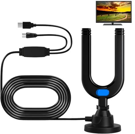 Strongest Indoor TV Aerial,Sun-proof, Waterproof, Lightning-proof And Cold-resistant Design TV Signal Booster,TV Aerial Booster With 26Ft Coax Cable,（ Operate according to the instruction manual）
