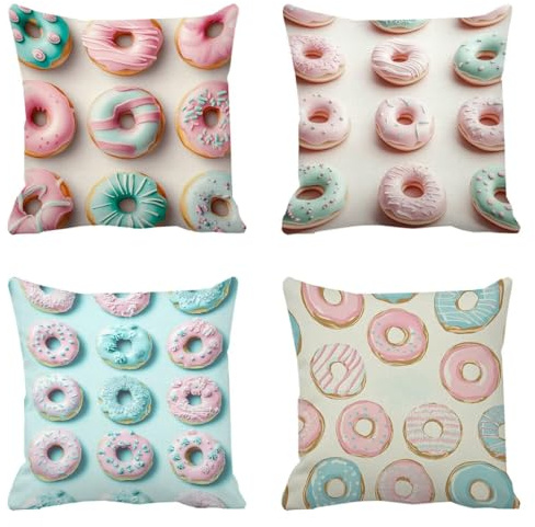 Federe Cuscino 55x55cm, imbottitura cuscini 22x22in Lino Set di 4, Tartan Ciambella Decorativi Fodere Cuscini, Copricuscini Divano Cuscini per Sedie da Esterno, Divano Letto Casa Decorazione Set L-516