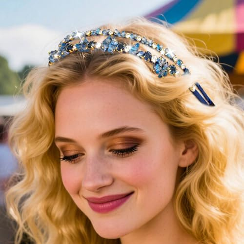 IYOU Vintage boda diadema azul marino de cristal tocado de diamantes de imitación Dirndl accesorios para el cabello para las mujeres