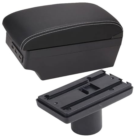 Tirador Puerta Para Seat Para Ibiza 6j Para Ibiza 6L Reposabrazos Caja Central Almacenamiento Contenido Portavasos USB Consola(A3 Black White 7usb)