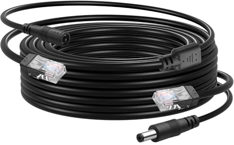 CERRXIAN Câble Ethernet RJ45 et DC 32 ft, POE CAT5 Ethernet avec alimentation, Cat 5 RJ45 + 5,5 x 2,1 mm, pour systèmes de caméra CCTV, caméras IP, etc.