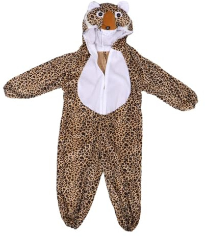 CIMAXIC Barns Mjuka Leoparddräkt i Andningsbart Material Bekväm Djurkostym för Halloween Barnkalas Skolspel och Djurtemafester Lämplig för Pojke