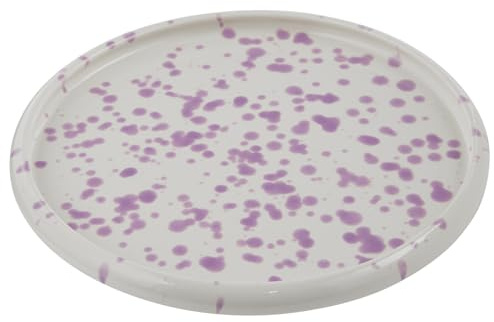 BUTLERS Frühstücksteller Steinzeug - BOOGY SPLASH - spülmaschinenfest | Farbe Violett - ø21 cm - Kuchenteller für Kuchen & Nachspeisen - Dessertteller für Gebäck & Snacks - Sprenkelmuster