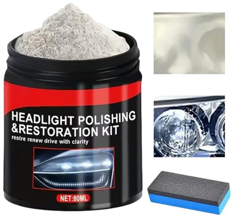 Kit De Restauración De Faros Polvo Abrasivo Para Cristales De 80 Ml