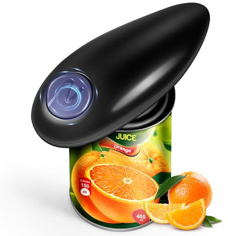 Electric Can Opener, One Touch Button Automatic Can Opener No Sharp Edges and Without Hurting Hands, Electric Tin Openers for Arthritic Hands and Can Be Easily Opened for Kitchen (Black)