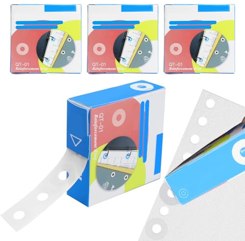 Hole Punch Reinforcers Stickers 4 Pack, Waterproof PVC Ring Binder Hole Reinforcement Rings, Self Adhesive Paper Hole Protector for Loose Leaf Pages, Office School Home Supplies