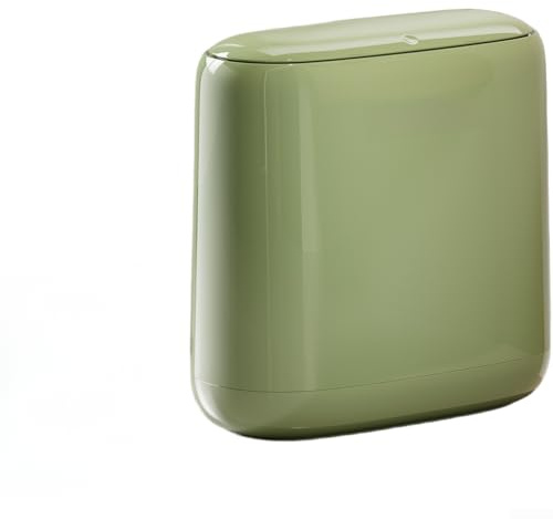 Cubo de basura ovalado de 12 litros para baño, cocina, con doble contenedor para almacenamiento discreto de bolsas (verde)