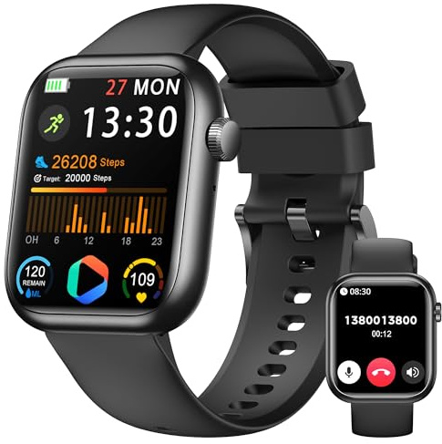 Smart Watch per uomo e donna (rispondere/effettuare chiamate), orologio fitness da 4,6 cm con frequenza cardiaca/pressione sanguigna/ossigeno nel sangue, contapassi, monitoraggio del sonno, oltre 120