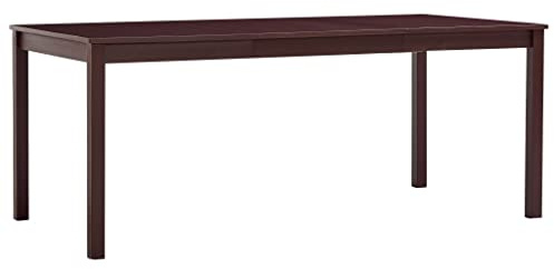 RuiNingRN Dining Table Dark Brown Pine Wood 180 x 90 x 73 cm Rectangular Solid Modern Expandable Space Saving for Dining Room Kitchen Living Room with Tree Edge Robust Durable