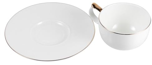 HOMOBABE Taza de Café con Platillo de Cerámica Dorada, 1 Juego, 101-200 Ml