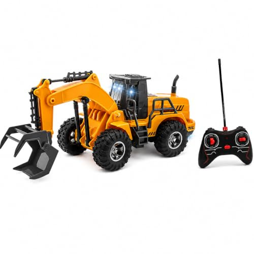 Fjärrkontrollerad grävmaskin med LED-lampor för barn, bulldozer, traktor, grävmaskin, lufthammare, vedhållare (d)