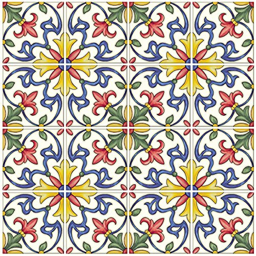 InHome NH2365 Tuscan Tile Peel and Stick Backsplash Tiles, Multi-Colour,2.5-in by 2.5-in