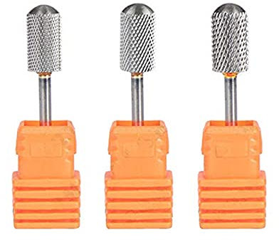Set di 3 pezzi Punta Professionale per Fresa Unghie Bit in Tungsteno Acciaio per Manicure e Pedicure, Punte da trapano Coarse Media grana fine professionale manicure
