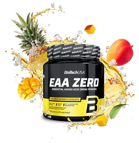 BioTechUSA EAA Zero - Potenza degli Aminoacidi Essenziali | 7160mg EAA/servizio | Rapporto raccomandato dall'OMS | Senza zucchero, senza glutine, 350 g, Ananas-Mango
