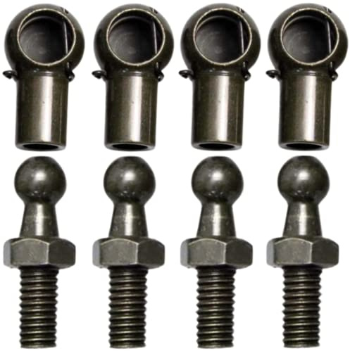 JINGLINGKJ 10 mm Kugelstecknuss M8 männliche Schraube M6 Innengewinde abnehmbare Gasfeder Metall Kugelgelenk Stecker mit Metalldraht Endstück Lager Gelenk (4PCS M6)
