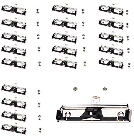 TUKA-i-AKUT 20 Pinces à Presse-papiers, avec porte-stylo, avec Poignée en Caoutchouc et Trou de Suspension, Clipboard Clips Métalliques, Pince Plate à ressort pour Porte-bloc, Lot de 20, TKD8501