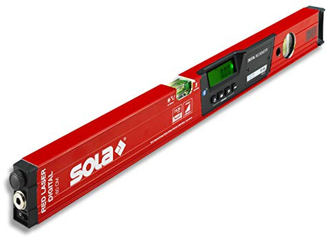 SOLA - RED 60 laser digital - digitale Laser-Wasserwaage mit Bluetooth - Wasserwaage digital mit LCD - Fernsteuerung über Smartphone und App - Neigungsmesser digital mit Laser - IP65, Rot