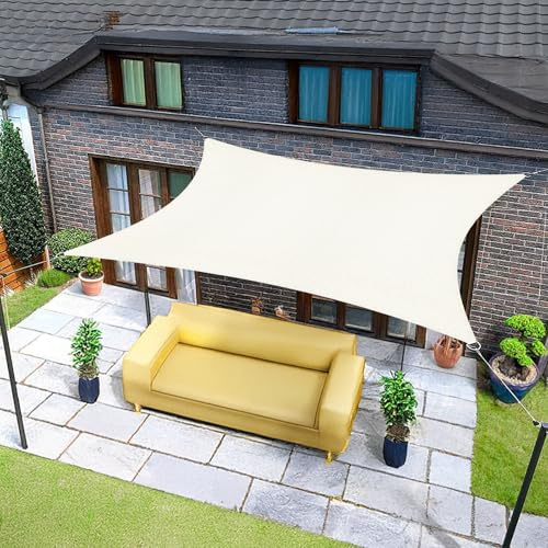 Sunnylaxx 3x4m Tenda a Vela Ombreggiante,Rettangolare,Crema