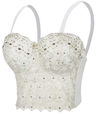 Woboren Dam korsett bustier bh underkläder linne topp axelbandstopp crop top corsage klubbwear skjorta undertröja topp, Vit, S
