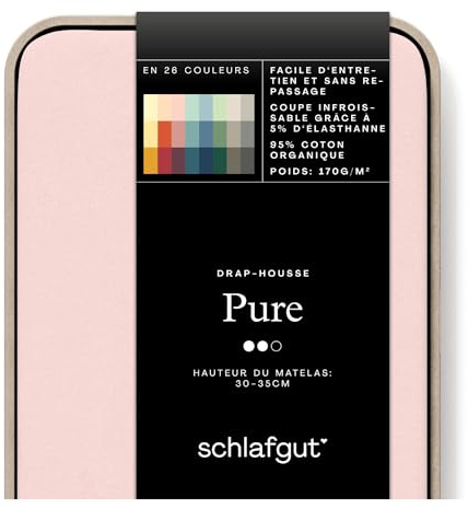 Schlafgut Pure Spannbettlaken 140x200cm bis 160x220cm - 95% Biobaumwolle, 5% Elasthan, Oeko-TEX Zertifiziert, Purple Light, Matratzenhöhe bis 35cm