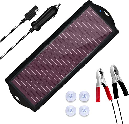 2,5 W 12 V Solar-Auto-Batterie-Ladegerät, tragbares Solarpanel-Erhaltungslade-Set für Auto, Motorrad, Boot, ATV, Marine, Wohnmobil, Anhänger, Powersport, Schneemobil, Handy Batterie Ladegerät etc