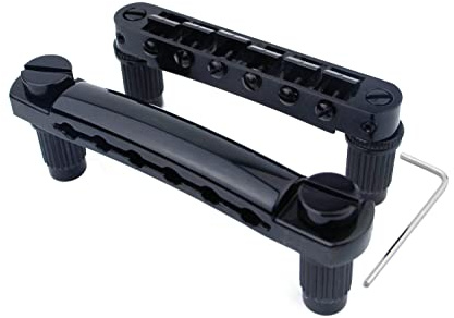 Guyker Guitarra Tune-O-Matic Puente y barra de parada Combo con anclajes y pernos de repuesto compatible con LP SG EPI 6 cuerdas guitarra eléctrica negro