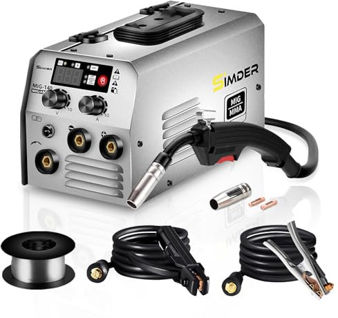 SSIMDER 140 Amp MIG Welder 240V Machine Stick/Flux Core MIG/Lift TIG 3 in 1 Welding Machine with IGBT Inverter and 1lb Welding Wire, for Metal DIY Projects/Home/Farm/Car