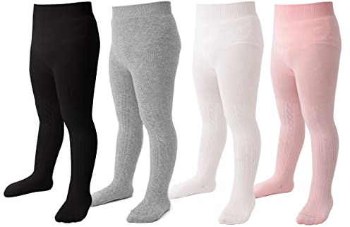 Marchare Collant per Bambine Spessi a Maglia Intrecciata Tinta Unita Leggings Calze Calde Invernali per Bambine Piccole Confezione da 1/2/3/4/5, 6-12 Mesi