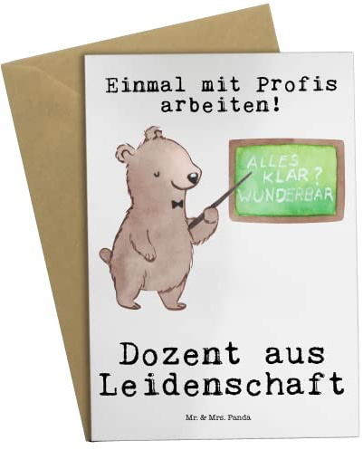 Mr. & Mrs. Panda Grußkarte Dozent Leidenschaft - Geschenk, Universität, Unterricht, dankeskarten, weihnachtskarten, osterkarten, Lustig, hochzeitskarten, Professor, Tutor, Uni, Grußkarten