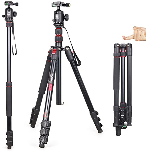 Supporto monopiede professionale per treppiede per fotocamera INNOREL RT30, leggero in lega di alluminio Fast Flip Lock Altezza massima 197 cm con testa a sfera panoramica B36N per riprese DSLR