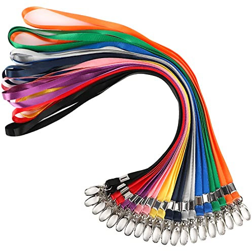 Segus Schlüsselband Bunt, 20 Stück Zehn Farben Umhängeband mit Verschluss, Schlüssel, Halsriemen Lanyard Geeignet für Männer Frauen, Schule, Bürozubehör, Farbiges Nackenband