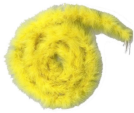 Yurosiay 2m×8cm Federboa 16g Bunt Natürliche Truthahnfedern Streifen Flauschige Girlande Handgefertigt Girlande Federn Deko Federboa zum Basteln Federstreifen für DIY Handwerk Nähen Gelb