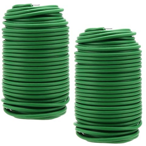 ZEONHEI 2 Pack 3.5mm x 20m Garden Soft Tie, Green Flexible Plant Tie Wire, Soft Garden Twist Tie Bendy Tree Ties Plant Support Wire Twine for Gardening, Crafting, Climbing Plants Flowers