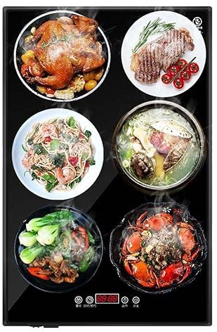 Chauffe-Plats Electrique, Chauffe Assiette Electrique Pro avec Surface en Verre trempé Noir (300W, température réglable 30-120°C) avec Poignées de Transport, Câble 2m,Black 58 * 38cm