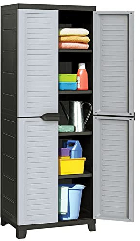 LAPOOH Kunststoffschrank, Lagerschrank, Kunstoffschränke, Putzmittelschrank, Geräteschrank, Beistellschrank, Mehrzweckschrank, 65x45x181 cm