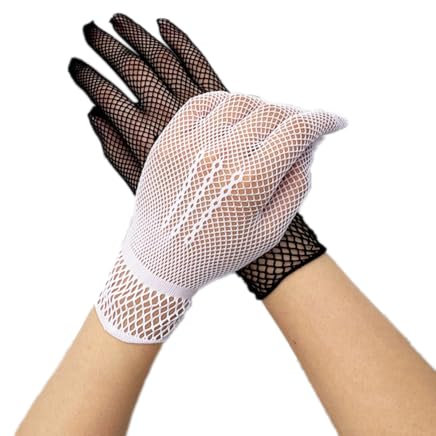 Wambere Damen Spitze Elegant Kurze Handschuhe,Netzhandschuhe Short Gloves Kurze Spitzenhandschuhe Elegante Etikette-Handaccessoires Sonnenschutzhandschuhe Damen für Party Tanz Hochzeit,Weiß