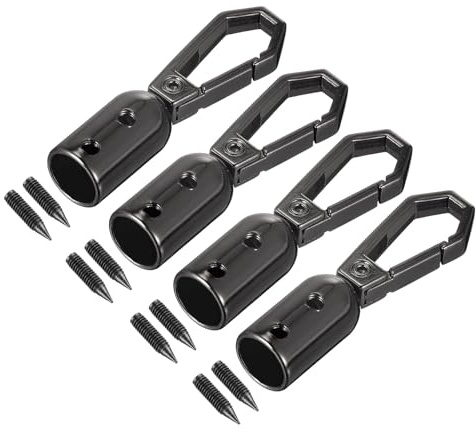QUARKZMAN 4 Stück Kordel Endkappen Schmuck 8mm/0,32 Kordelenden Quetschperlen Trommel Perlen Schnur mit Schrauben Seilendkappe Quasten Kappen für Tassel Schmuckherstellung Tasche Schwarz
