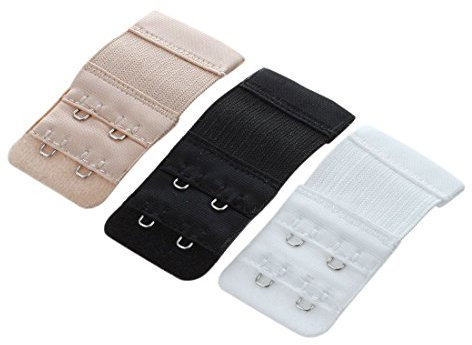 Kuuddker R 3 Pcs Lady Assorted Color 2-Row Hooks Eye Tape Bra Strap Extender