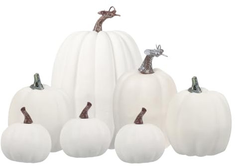 TOPBATHY Decorazione Realistica Per La Casa 7 Pezzi Zucche Finte Extra Large Per Halloween Di Zucca Ornamentale
