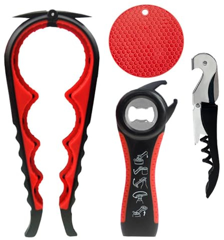 4 Stück Flaschenöffner für Senioren, Glasöffner Schraubdeckelöffner, Dosenöffner Senioren, Deckelöffner für Schraubgläser, Dosenöffner Manuell für Schwache Hände, Senioren mit Arthritis
