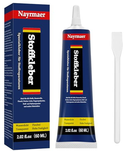 Stoffkleber, 60 ml Textilkleber Waschmaschinenfest, Permanenter Transparenter Waschbarer Textil kleber für Stoffe, Kleidung(Fabric Glue)