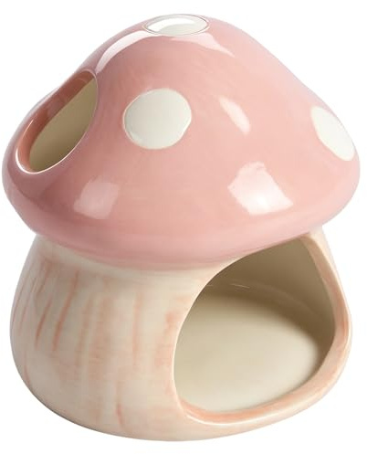 PENCK Ceramic Aquarium Mushroom House, Betta Fish Hideout Shrimp Cave, Pink