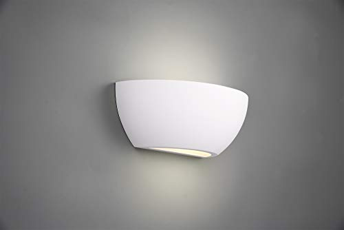 lightling Wandlampe Romy, Korpus aus Gips, Gipslampe Wandleuchte, Farbe weiß, 24 x 9 cm, exkl. 1 x E14 max. 28W