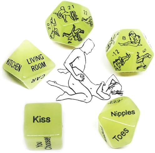 QiKKago Set di 5 dadi di plastica luminosi verdi per il fitness -Z01