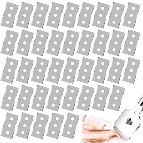 Alethron 43mm*22mm Doppelseitige Ceranfeldschaber Klingen, 40 Stück Ersatzklingen mit drei Löchern, Schaberklingen für Glasschaber Schaber Ceranfeld Reinigungsschaber