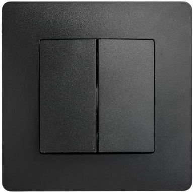 DEBFLEX - Caly - Interrupteur Va et Vient Double - Interrupteur Mural Carré pour Commande d'Eclairage - Bornes de Connexion Automatiques - ABS - Installation Encastrée - Noir - 85 x 85 x 37 mm