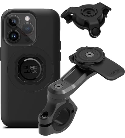 Quad Lock Motorcycle Handlebar Mount PRO Kit with Vibration Dampener and MAG Phone Case for iPhone 14 Pro