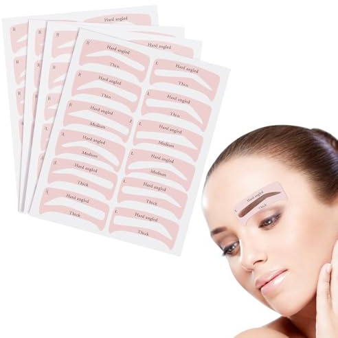 GEUUFEA 4 Sheets Eyebrow Stamp Stencils, Stickable Brow Stickers, Eyebrow Shaping Makeup Eyebrow Cards, Eyebrow template Set for Beginners and Professionals