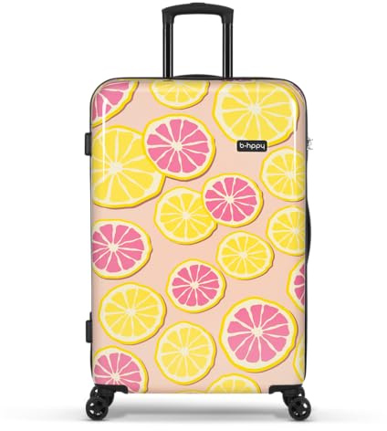 BHPPY Reiskoffer Groot 76x49x29cm - Lichtgewicht Koffer met 95L inhoud - Reiskoffer met 4 wielen - Veilig cijferslot - Lemon