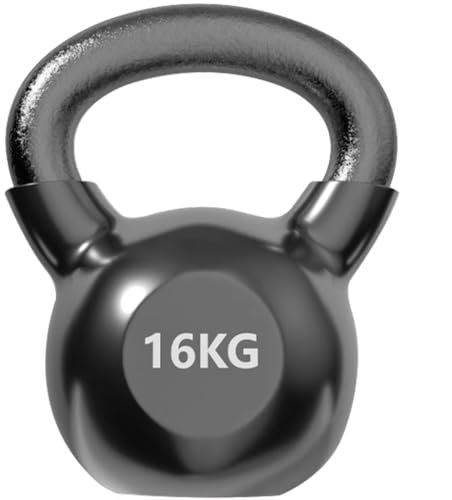 Kettlebell-Gewichte Fitnesstraining Für Anfänger Kugelhantel, Heimhantel Aus Massivem Gusseisen, Bauch-/Armmuskulatur, Sportgeräte(Black-16kg)